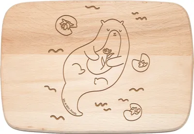 Produktbild von Mr. & Mrs. Panda Frühstücksbrettchen Otter Seerose - Transparent - Geschenk, Holzbrettchen, glücklich, Holzbrett, Schneidebrett, Frühstücksbrett, brotzeitbrettchen, Fluss