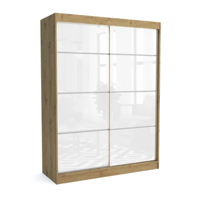 Produktbild von Kleiderschrank JULY ARTISAN 160 cm – Schiebetüren, Kleiderstange & Regalböden – Moderner Schrank für Schlafzimmer & Gästezimmer