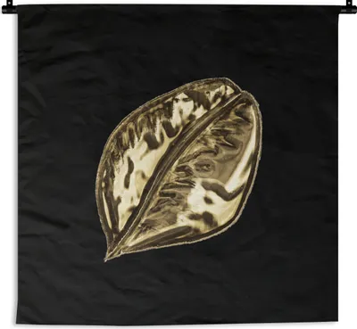 Produktbild von MuchoWow® Wandteppich Wandbehang Blatt - Gold - Pflanze 150x150 cm Tapisserie Dekoration Wandtuch - Wohnaccessoires - Modernes