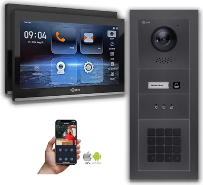 Produktbild von Goliath IP Video Türsprechanlage mit Kamera 10-Zoll Zahlencode Anzeige Anthrazit : 2 Monitore : 10 Zoll Schwarz : Unterputzdose Monitor Anzahl: 2 Monitore Monitor Farbe: 10 Zoll Schwarz Montage: Unterputzdose