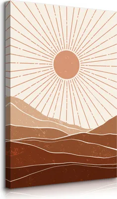 Produktbild von Muralo Leinwandbild Canvas für Schlafzimmer SONNE Wüste Sand Wandbild Boho Br. 30cm x Hö. 40cm