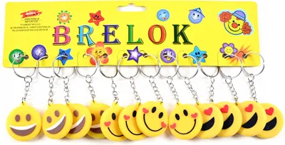 Produktbild von Emoji-Smileys Gelber Schlüsselanhänger Geschenk Für Kinder 12 Stück