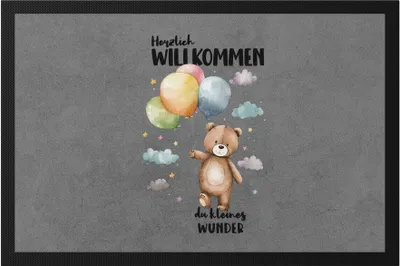 Produktbild von Herzlich willkommen du kleines Wunder Fußmatte Geburt Geschenk Hallo Baby