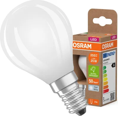 Zdjęcie produktu dla Żarówka LED P45 Kulka E14 1.2W = 25W 255lm 4000K Neutralna 330° 213lm/W CLASSIC ENERGY EFFICIENCY Osram