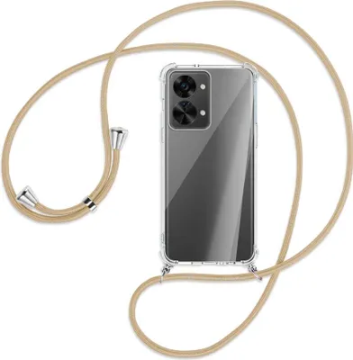 Produktbild von Handykette Backcover-Schutzhülle mit Band (Metall silberfarben) für OnePlus Nord 2T (CPH2399, 6.43'') - caramel