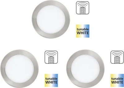 Produktbild von LED Einbauspot 3er Set Fernbedienung Dimmbar Nickel 1400lm Ø 22,5cm