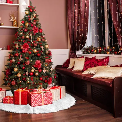 Productafbeelding van Vigevee kerstboomkleed, 122 cm, van witte, pluizige stof met klittenbandsluiting, zacht kerstboomkleed voor feestelijke decoratie