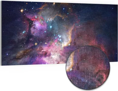 Produktbild von DEQORI Hybrid Leinwand Bild 100x50 cm 'Farbenfrohe Galaxie' Wandbild Glas flach modern