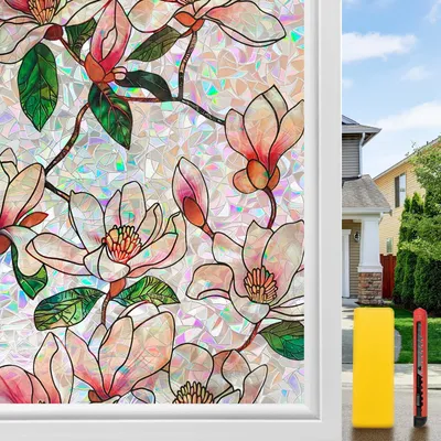 Immagine prodotto di Pellicola adesiva per finestre, opaca, 44,5 x 200 cm, con effetto arcobaleno 3D e protezione UV