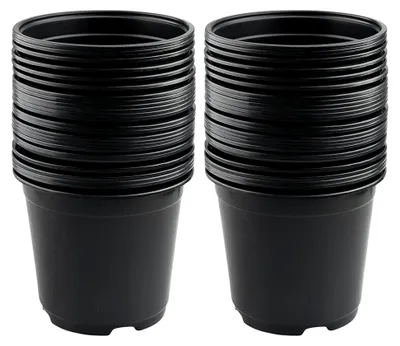 Produktbild von Anzuchttöpfe 15 cm, Pflanztöpfe für die Anzucht, 50 Stück, Kunststofftöpfe für Setzlinge, Blumentöpfe, Pikiertöpfe, Umtopf Töpfe - Schwarz