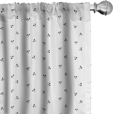 Zdjęcie produktu dla ABAKUHAUS Zasłony z motywem czaszek, zasłony, artystyczny wzór czaszek w minimalistycznym stylu, abstrakcyjny wzór, 2 sztuki, 75 x 175 cm, kolor: grafitowy szary biały