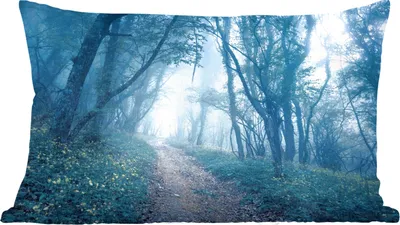 Produktbild von MuchoWow® Zierkissen Sofakissen Wohnzimmer Dekokissen 50x30 cm Bäume - Natur - Nebel - Wohnzimmerdekoration - Polster mit Photo