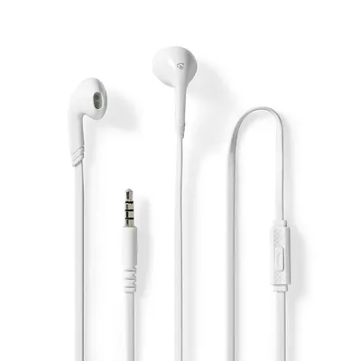 Produktbild von Nedis Kopfhörer mit Kabel - 3.5 mm - Kabellänge: 1.20 m - Eingebautes Mikro - Lautstärke-Regler - Weiss
