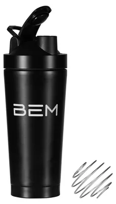 Produktbild von BEM Thermoflasche 750ml Thermobecher Trinkflasche aus Edelstahl mit Shaker Ball, Fitness / Eiweiß / Protein Shaker mit Kugel, Mixbecher Proteinshake, Doppelwandig, Vakuum isoliert