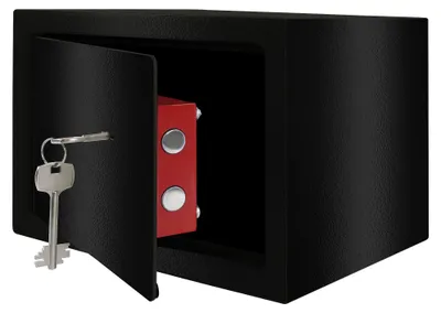 Obrázok produktu pre Möbelsafe – Trezor – 31 x 20 x 20 cm – Robustná oceľ – Dvojitý zámok – Montáž na stenu alebo podlahu – Čierna farba