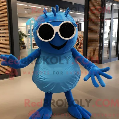 Produktbild von Maskottchenkostüm REDBROKOLY Blaue Spinne mit Faltenrock und Sonnenbrille
