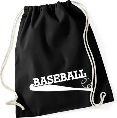 Produktbild von Huuraa Turnbeutel Baseball Baseballschläger 12 Liter Black Baumwolle Rucksack Geschenkidee