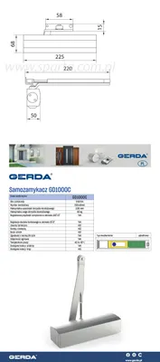 Produktbild von Gerda GD 1000 C Türschließer mit Arm, EN 2/3/4, silber, PVC-Abdeckung