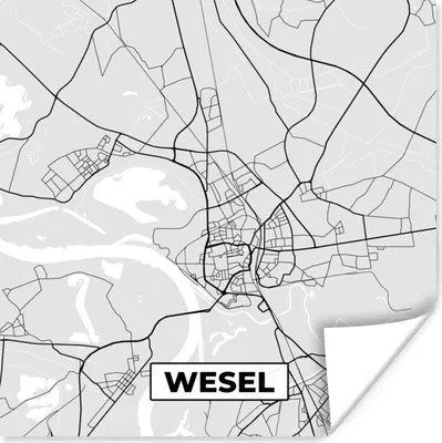 Produktbild von MuchoWow® Poster Deutschland - Wesel - Karte - Stadtplan - Wegbeschreibung 75x75 cm - Wand Dekoration