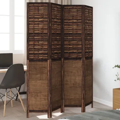 Produktbild von Design 4-tlg. Raumteiler Dunkelbraun Massivholz Paulownia, Raumteiler 2024 Neu