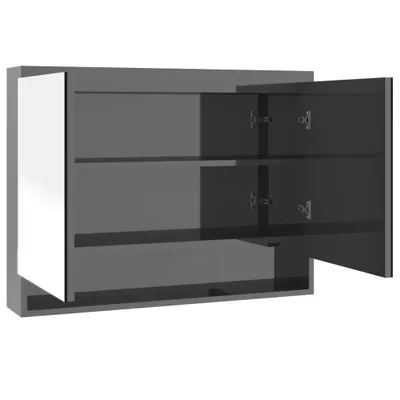 Image de vidaXL Armoire de toilette pour salle de bain 80x15x60 cm MDF gris brillant