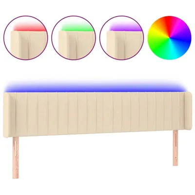 Produktbild von vidaXL LED Kopfteil Creme 203x16x78/88 cm Stoff