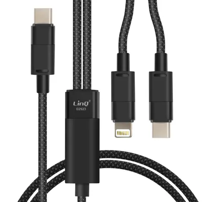 Immagine prodotto di LinQ, cavo di ricarica e sincronizzazione USB-C / Lightning e USB-C 60W, nero