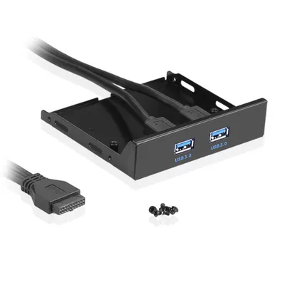 Produktbild von E09C Bolwins USB Frontpanel 3.5" Floppy Einschub 2x USB 3.0 20Pin USB 3.0 Kabel Adapter
