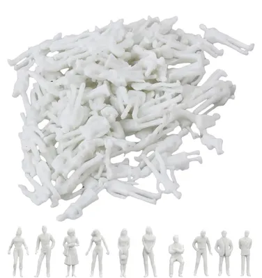 100 Kunststoff-Figuren, unbemalt, sitzend/stehend, 1:100