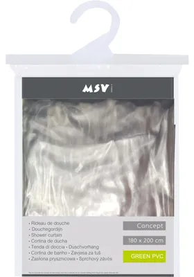 Produktbild von MSV Duschvorhang mit Ringen - transparent - PVC - 180 x 200 cm