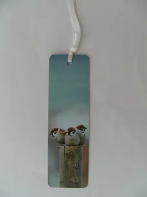 Produktbild von Lesezeichen 3 Sperlinge , 14 x 4 cm, Buchzeichen Bookmark Bücher Buch Tier Vogel Spatzen