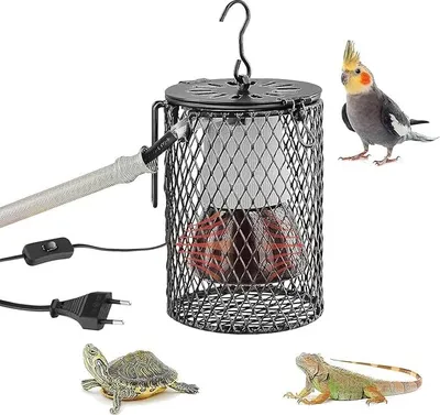 Produktbild von Wärmelampe für Reptilien mit Keramikkäfig und Glühbirne, Wärmelampe 100 W, Winterheizzubehör für Amphibien, Reptilien, Tiere Eidechse, Schildkröte, Schlange, Chamäleon, Vögel, Hühner