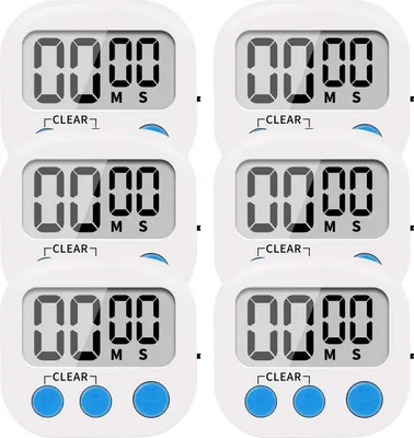 Produktbild von Set mit 6 magnetischen digitalen Küchentimern, Ein/Aus, Minuten und Sekunden
