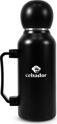 Image de Cebador - Thermos YerbaGo 1,3 l - Thermos 3-en-1, tasse à maté, bombilla - Acier inoxydable noir - Isolation sous vide - Double paroi, maintien de la température