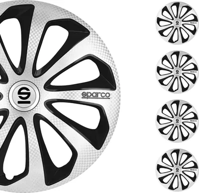 Produktbild von Sparco Radkappen 16 Zoll Sicilia Silber Carbon Schwarz 4tlg