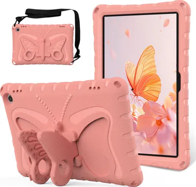 Produktbild von Kinder Hülle für Amazon Fire Max 11 (2023 13th Gen) Leicht Stoßfeste EVA Kindgerechtes Schutzhülle mit Schultergurt, Schmetterlings-Ständer Pink