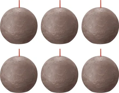 Image de Bolsius Rustic Ball Candles Shine 6 pcs. 76x71 mm Taupe rustique