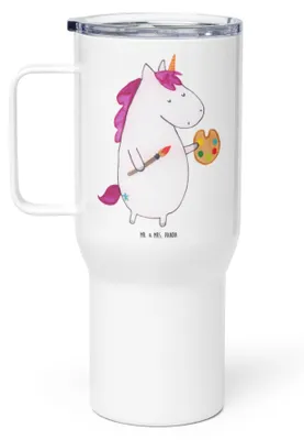 Produktbild von Mr. & Mrs. Panda Kaffee-to-go-Becher Einhorn Künstler - Weiß - Geschenk, Welt, Kaffee-Thermobecher, Malen, Unicorn, thermosbecher, Farbe, Trinkgefäß, Thermobecher