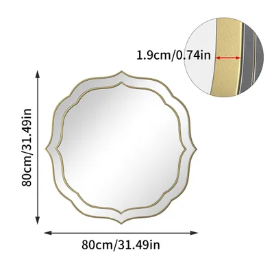 Immagine prodotto di ARTLOGE Specchio da parete asimmetrico, specchio irregolare, specchio moderno di design Specchio da porta senza forma e senza cornice, 80cm