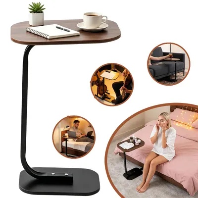Produktbild von C-förmiger Beistelltisch, Tabletttisch für Wohnzimmer, Schlafzimmer, Nachttisch, Lesen, Laptop, Snack, Tee, Kaffee