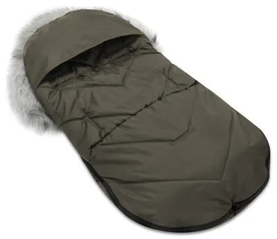 Image de Sac de couchage d'hiver pour bébé, poussette - universel - Sac de couchage d'hiver douillet et chaud avec fermeture éclair et fourrure -Bellochi- 100x50 cm - hiver x -khaki