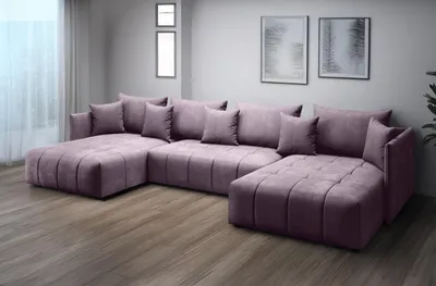 Produktbild von FURMEB24 ASPEN U Ecksofa mit Schlaffunktion Bettzeugablage 346x188cm, Sofa U Form, Rose