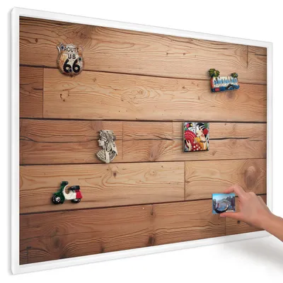 Produktbild von Magnettafel 100x70 cm mit weißem Rahmen - Magnetische Metalltafel, Magnetpinnwand zur Wandmontage für Wohnzimmer, Küche, Flur, Kinderzimmer und Büro - Holzbretter