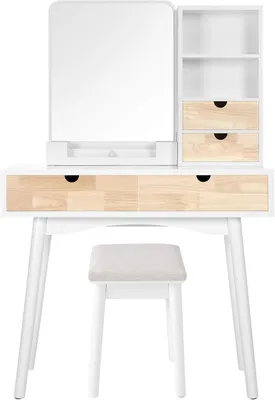 Zdjęcie produktu dla Toaletka sekretarzyk biała szuflady półki + hoker organizer