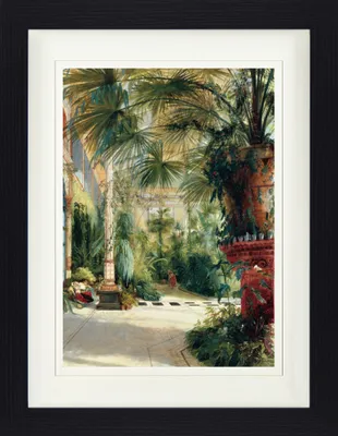 Zdjęcie produktu dla Carl Blechen Oprawiony obraz z eleganckim passe-partout | obrazy ścienne | w ramie obrazu - Palmiarnia na Pawiej Wyspie w pobliżu Poczdamu, 1832 (40 x 30 cm)