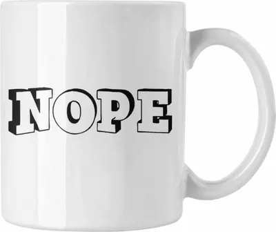Produktbild von Trendation - Lustige Tasse - Nope - Spruch Kaffeetasse Geschenk Kollege Kollegin Mutter Freundin Geschenkidee (Weiß)