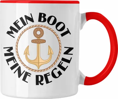 Produktbild von Trendation - Kapitän Tasse Geschenk Käptn Lustiger Spruch Bootsfahrer Sportboot Herren Segler Segeln Motoboot Lustig (Rot)