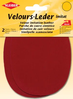 Produktbild von KLEIBER Velour-Aufbügelflecken oval 100 x 130 mm rot 2 Stück