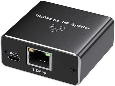 Produktbild von Ethernet-Geräteadapter - Netzwerk-Splitter - 1000Mbps - Schwarz, Netzwerkadapter, Ethernet-Splitter, Netzwerk-Verstärker