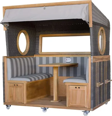 Produktbild von Gosch-Lounge Strandkorb 6-Sitzer Teak - PE grau durchgeflochten - Modell 981